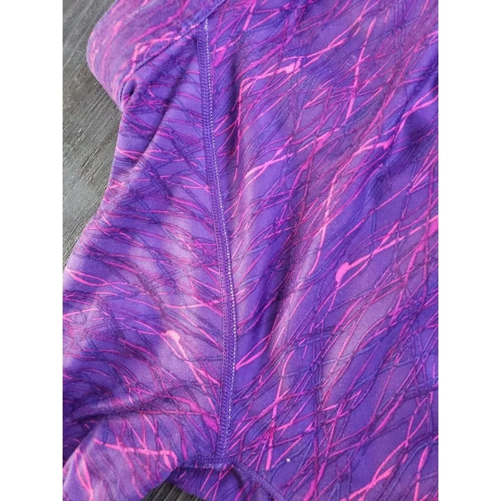 Nike Pro Combat Shirt Purple Dri Fit Fitted 1/4 Zip Thumb Holes Logo Women Sz S - Picture 14 of 15